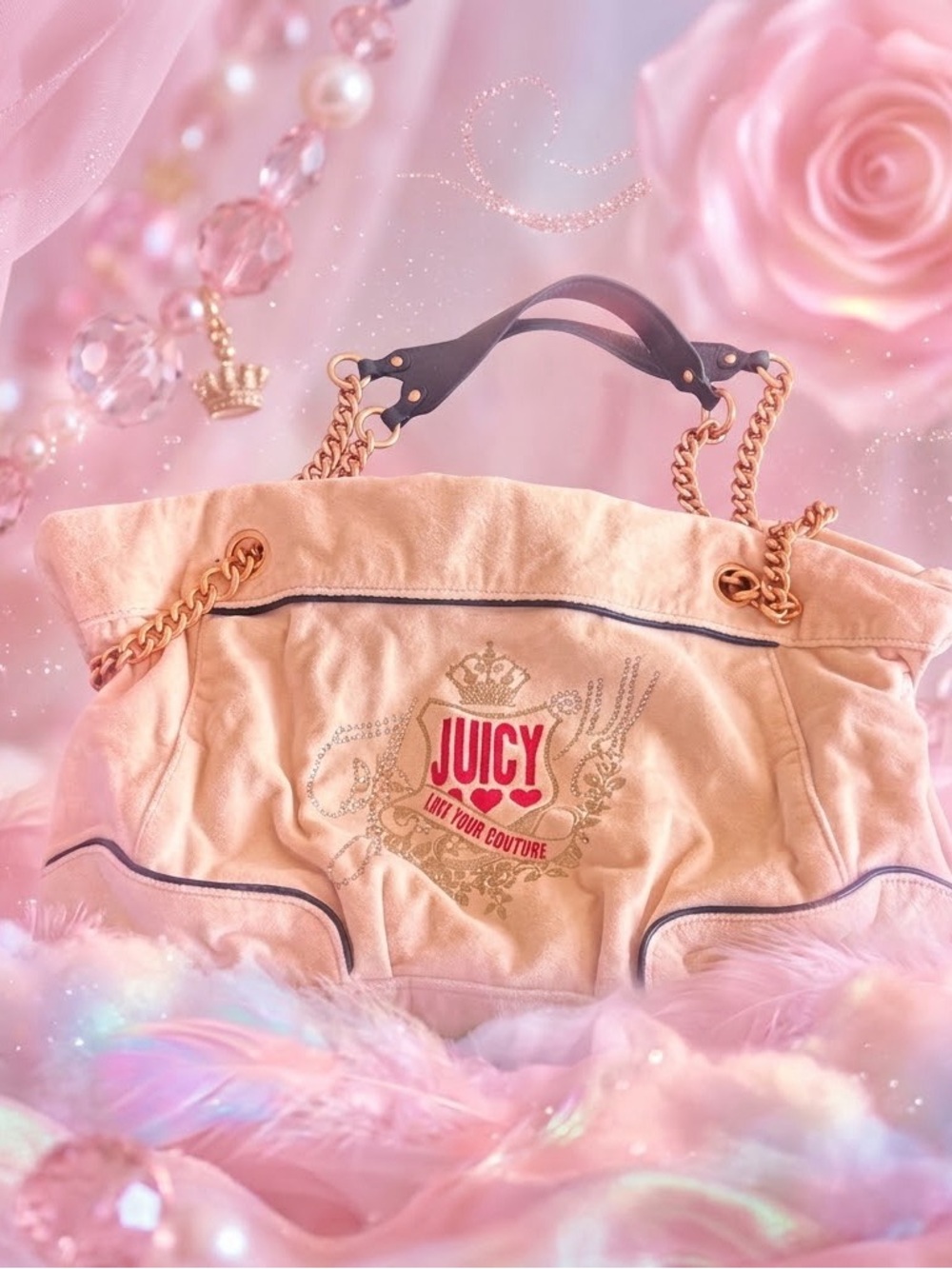 🚨SELL OFF 🚨Vintage Juicy Couture Beige Velour Shoulder Bag